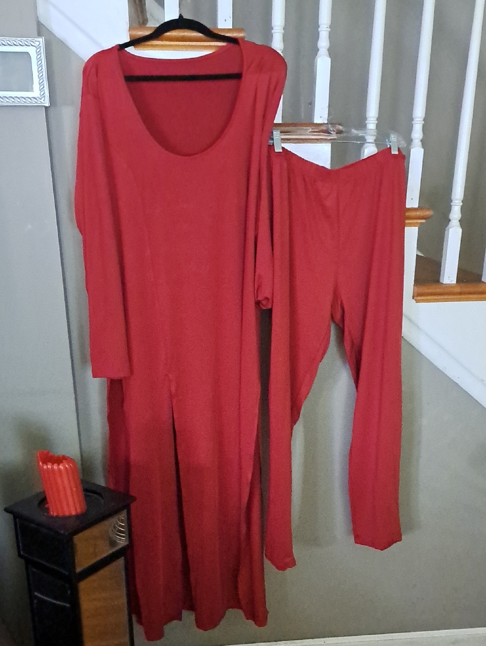 Women 2 Piece Carwash Tunic With Matching Pants Fuchia